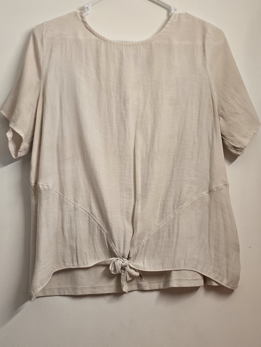 a new day Cream Short Sleeve Tie-Front Blouse